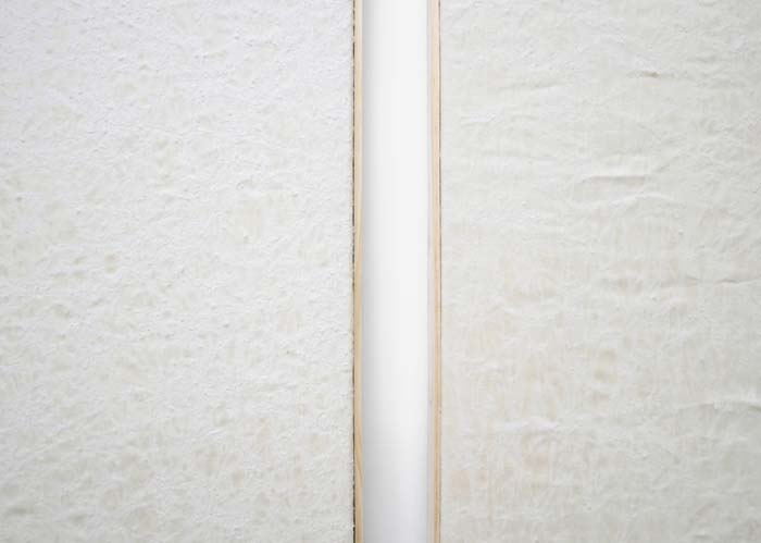 Jessica Sanders, Crumple A58 & Crumple A59 (details), 2014, Beeswax on stretched linen with artist frame