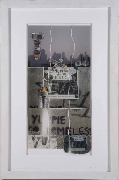 Tina De Biasi, "City of Dreams 2". Photo collage and staples.