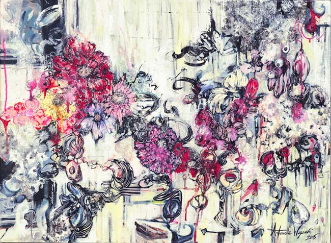  Antoinette Wysocki A Wallflower No More  2015 Mixed media on canvas 20 x 30 in (50.8 x 76.2 cm) 