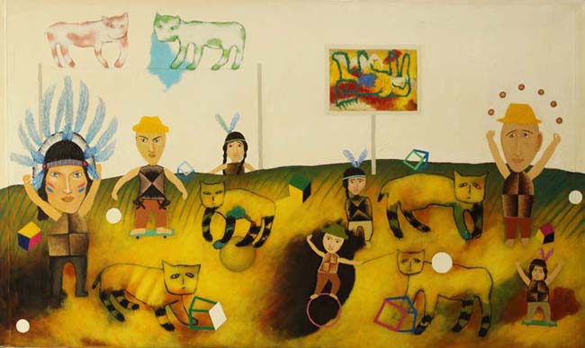  Indiańska Parada,   oil na canvas, 86 x 146 cm / 34" x 57,5" 2009
