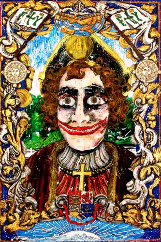 The-Invader-Christopher-Columbus-Italy-2015-acrylic-gold-leaf-mixed-media-with-LCD-screen-and