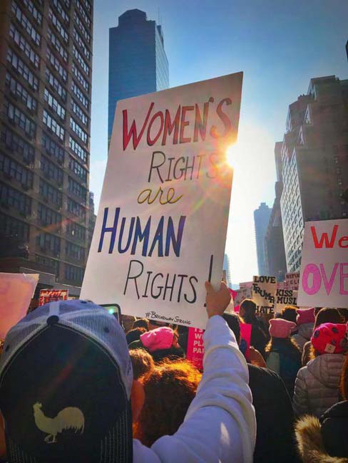 Protesters march in Manhattan during the Women’s March on January 21, 2017. (Credit: Michael Tessaro/Facebook Feed)