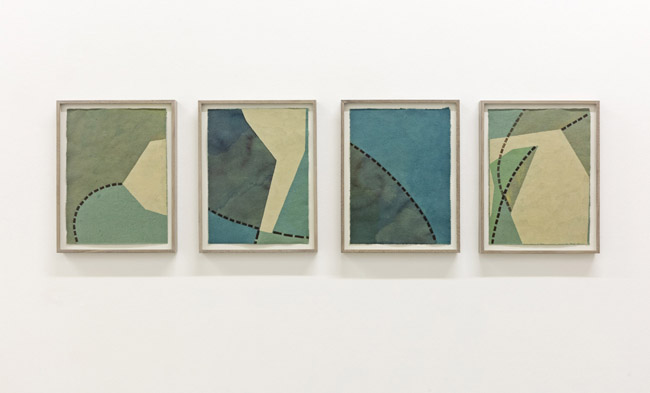 Patrick Howlett, the effort becomes confusing, 2016, gouache and watercolour on paper, in 4 units, 42.5 x 192 cm. Photo Toni Hafkenscheid