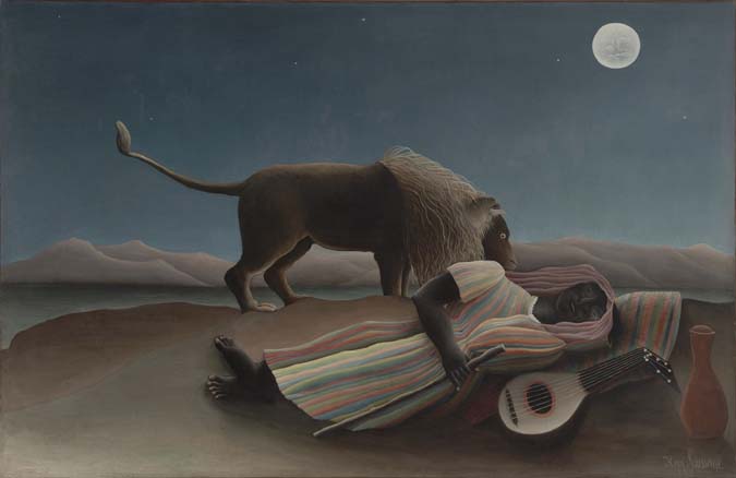  Henri Rousseau, The Sleeping Gypsy, 1897.  MoMA Collection. Oil on canvas, 51" x 6' 7" (129.5 x 200.7 cm). Credit: Gift of Mrs. Simon Guggenheim. MoMA Collection. 
