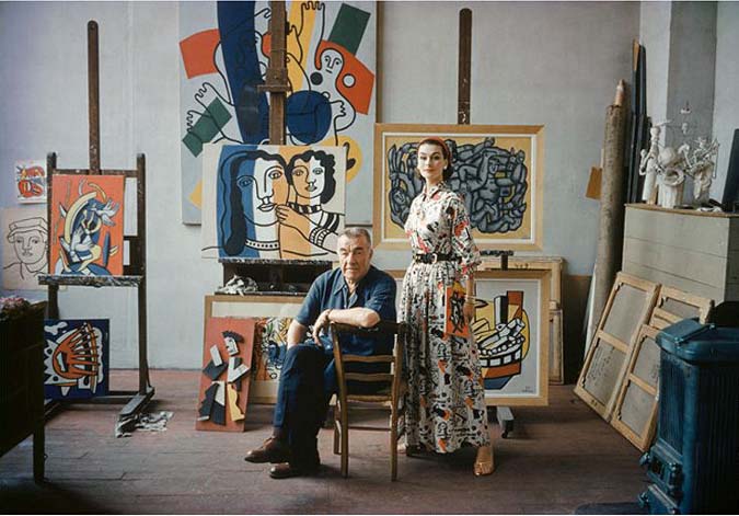 Fernand Leger with Birtish model Anne Gunning in his Paris studio 1955 © 2007 Mark Shaw.